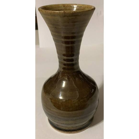 Pigeon River Pottery Tim Kerns Signed Brown Drip 6" Vase Early 2005 Wheel Thrown - Picture 2 of 16